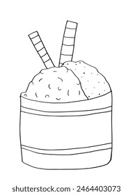 Esquema ilustración Imagen de Vector de un helado.
Dibujado a mano de un helado.
Simple lindo logotipo original.
Ilustración vectorial dibujada a mano para carteles.