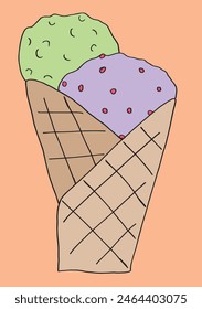 Outline illustration vector image of an ice cream.
Hand drawn artwork of an ice cream.
Simple cute original logo.
Hand drawn vector illustration for posters.