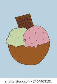 Outline illustration vector image of an ice cream.
Hand drawn artwork of an ice cream.
Simple cute original logo.
Hand drawn vector illustration for posters.