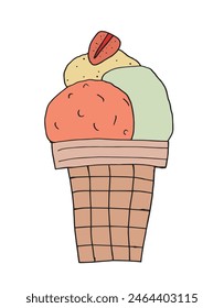 Outline illustration vector image of an ice cream.
Hand drawn artwork of an ice cream.
Simple cute original logo.
Hand drawn vector illustration for posters.