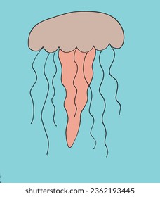 Outline illustration vector image of a jellyfish.
Hand drawn artwork of a jellyfish. 
Simple cute original logo.
Hand drawn vector illustration for posters, cards, t-shirts.