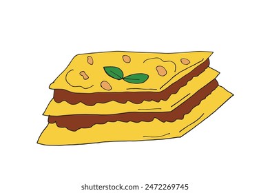 Outline illustration vector image of a lasagna.
Hand drawn artwork of a lasagna.
Simple cute original logo.
Hand drawn vector illustration for posters.