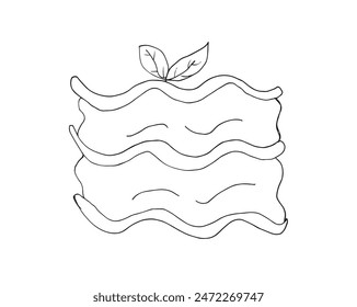 Outline illustration vector image of a lasagna.
Hand drawn artwork of a lasagna.
Simple cute original logo.
Hand drawn vector illustration for posters.