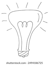 Outline illustration vector image of a light bulb.
Hand drawn artwork of a light bulb.
Simple cute original logo.
Hand drawn vector illustration for posters.