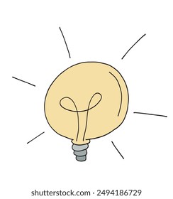 Imagen de Vector de una bombilla.
Obra de arte dibujada a mano de una bombilla.
Simple lindo logotipo original.
Ilustración vectorial dibujada a mano para carteles.