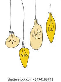 Outline illustration vector image of a light bulb.
Hand drawn artwork of a light bulb.
Simple cute original logo.
Hand drawn vector illustration for posters.