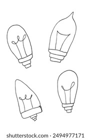 Outline illustration vector image of a light bulb.
Hand drawn artwork of a light bulb.
Simple cute original logo.
Hand drawn vector illustration for posters.