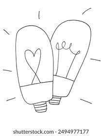 Outline illustration vector image of a light bulb.
Hand drawn artwork of a light bulb.
Simple cute original logo.
Hand drawn vector illustration for posters.