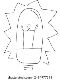 Outline illustration vector image of a light bulb.
Hand drawn artwork of a light bulb.
Simple cute original logo.
Hand drawn vector illustration for posters.