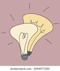 Outline illustration vector image of a light bulb.
Hand drawn artwork of a light bulb.
Simple cute original logo.
Hand drawn vector illustration for posters.