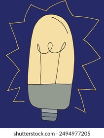 Outline illustration vector image of a light bulb.
Hand drawn artwork of a light bulb.
Simple cute original logo.
Hand drawn vector illustration for posters.
