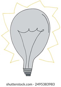Outline illustration vector image of a light bulb.
Hand drawn artwork of a light bulb.
Simple cute original logo.
Hand drawn vector illustration for posters.