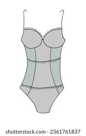 Outline illustration vector image of a lingerie.
Hand drawn artwork of a lingerie. 
Simple cute original logo.
Hand drawn vector illustration for posters, cards, t-shirts.
