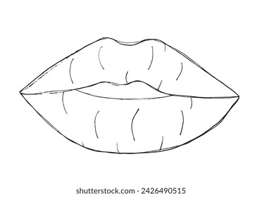 Outline illustration vector image of a lips and kiis.
Hand drawn artwork of a lips.
Simple cute original logo.
Hand drawn vector illustration for posters.