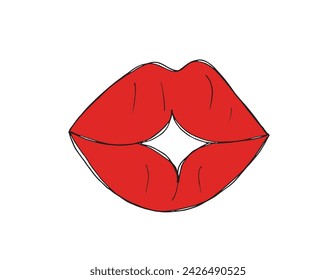 Outline illustration vector image of a lips and kiis.
Hand drawn artwork of a lips.
Simple cute original logo.
Hand drawn vector illustration for posters.