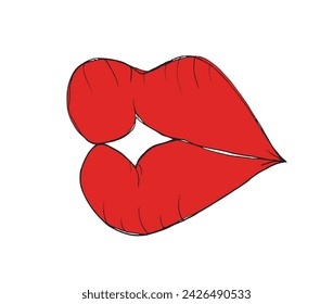 Outline illustration vector image of a lips and kiis.
Hand drawn artwork of a lips.
Simple cute original logo.
Hand drawn vector illustration for posters.