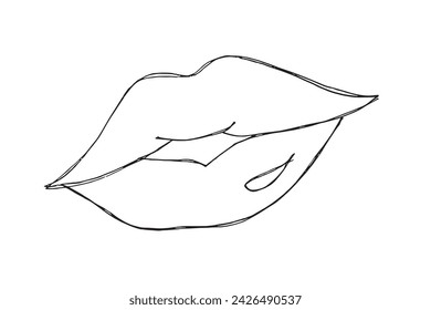 Outline illustration vector image of a lips and kiis.
Hand drawn artwork of a lips.
Simple cute original logo.
Hand drawn vector illustration for posters.