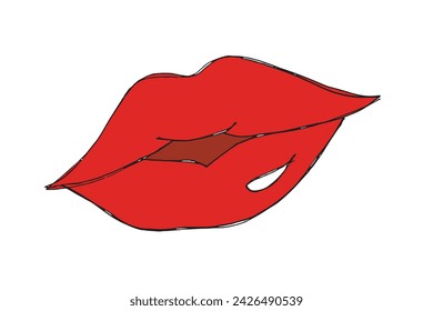 Outline illustration vector image of a lips and kiis.
Hand drawn artwork of a lips.
Simple cute original logo.
Hand drawn vector illustration for posters.