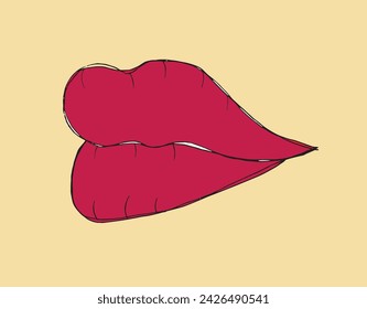Outline illustration vector image of a lips and kiis.
Hand drawn artwork of a lips.
Simple cute original logo.
Hand drawn vector illustration for posters.
