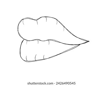 Outline illustration vector image of a lips and kiis.
Hand drawn artwork of a lips.
Simple cute original logo.
Hand drawn vector illustration for posters.