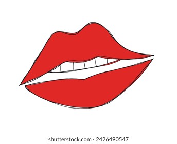 Outline illustration vector image of a lips and kiis.
Hand drawn artwork of a lips.
Simple cute original logo.
Hand drawn vector illustration for posters.