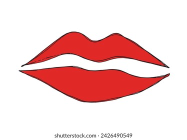 Outline illustration vector image of a lips and kiis.
Hand drawn artwork of a lips.
Simple cute original logo.
Hand drawn vector illustration for posters.