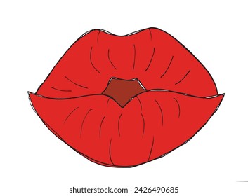 Ilustración de contorno de imagen vectorial de labios y niños.
Dibujado a mano de una obra de arte de los labios.
Simple lindo logotipo original.
Dibujado a mano ilustración vectorial para carteles.
