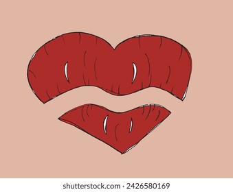Outline illustration vector image of a lips and kiis.
Hand drawn artwork of a lips.
Simple cute original logo.
Hand drawn vector illustration for posters.
