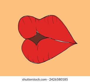 Outline illustration vector image of a lips and kiis.
Hand drawn artwork of a lips.
Simple cute original logo.
Hand drawn vector illustration for posters.