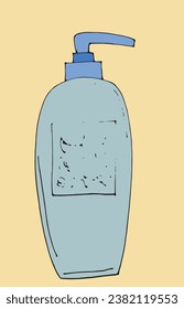 Outline illustration vector image of a liquid soap.
Hand drawn artwork. 
Simple cute original logo.
Hand drawn vector illustration for posters, cards, t-shirts.