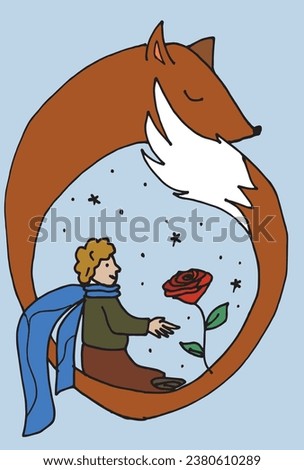 Outline illustration vector image of a little prince.
Hand drawn artwork. 
Simple cute original logo.
Hand drawn vector illustration for posters, cards, t-shirts.