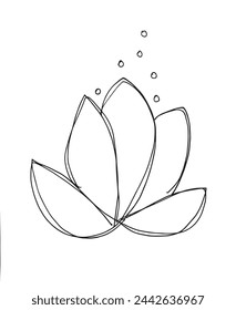 Outline illustration vector image of a  lotus flower.
Hand drawn artwork of a lotus logo.
Simple cute original logo.
Hand drawn vector illustration for posters.