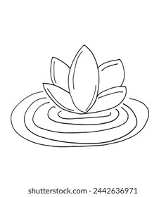 Outline illustration vector image of a  lotus flower.
Hand drawn artwork of a lotus logo.
Simple cute original logo.
Hand drawn vector illustration for posters.