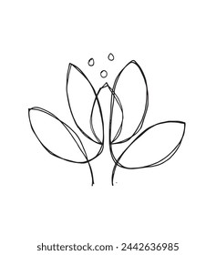 Outline illustration vector image of a  lotus flower.
Hand drawn artwork of a lotus logo.
Simple cute original logo.
Hand drawn vector illustration for posters.