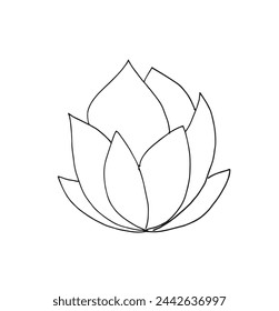 Outline illustration vector image of a  lotus flower.
Hand drawn artwork of a lotus logo.
Simple cute original logo.
Hand drawn vector illustration for posters.