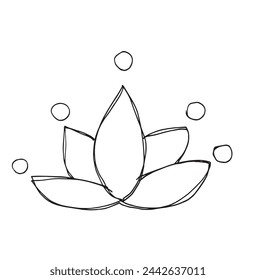 Outline illustration vector image of a  lotus flower.
Hand drawn artwork of a lotus logo.
Simple cute original logo.
Hand drawn vector illustration for posters.