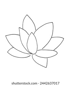 Outline illustration vector image of a  lotus flower.
Hand drawn artwork of a lotus logo.
Simple cute original logo.
Hand drawn vector illustration for posters.