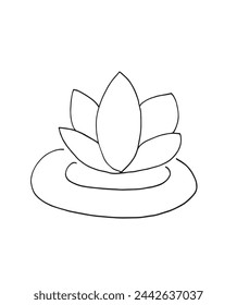 Outline illustration vector image of a  lotus flower.
Hand drawn artwork of a lotus logo.
Simple cute original logo.
Hand drawn vector illustration for posters.