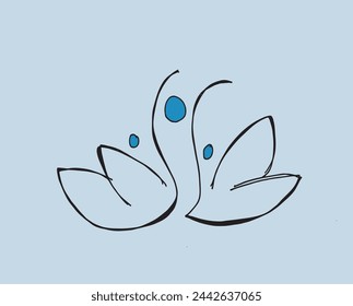 Outline illustration vector image of a  lotus flower.
Hand drawn artwork of a lotus logo.
Simple cute original logo.
Hand drawn vector illustration for posters.