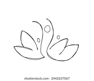 Outline illustration vector image of a  lotus flower.
Hand drawn artwork of a lotus logo.
Simple cute original logo.
Hand drawn vector illustration for posters.