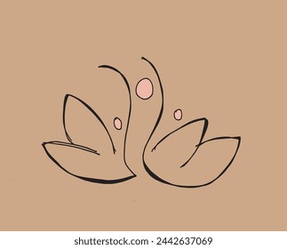 Outline illustration vector image of a  lotus flower.
Hand drawn artwork of a lotus logo.
Simple cute original logo.
Hand drawn vector illustration for posters.