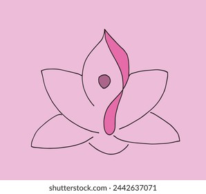 Outline illustration vector image of a  lotus flower.
Hand drawn artwork of a lotus logo.
Simple cute original logo.
Hand drawn vector illustration for posters.