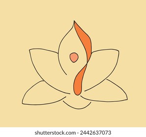 Outline illustration vector image of a  lotus flower.
Hand drawn artwork of a lotus logo.
Simple cute original logo.
Hand drawn vector illustration for posters.