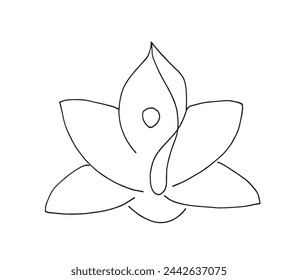 Outline illustration vector image of a  lotus flower.
Hand drawn artwork of a lotus logo.
Simple cute original logo.
Hand drawn vector illustration for posters.