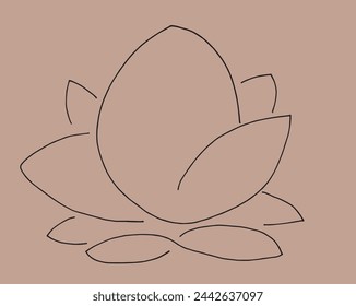 Outline illustration vector image of a  lotus flower.
Hand drawn artwork of a lotus logo.
Simple cute original logo.
Hand drawn vector illustration for posters.