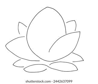 Outline illustration vector image of a  lotus flower.
Hand drawn artwork of a lotus logo.
Simple cute original logo.
Hand drawn vector illustration for posters.