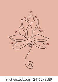 Outline illustration vector image of a  lotus flower.
Hand drawn artwork of a lotus logo.
Simple cute original logo.
Hand drawn vector illustration for posters.