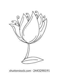 Outline illustration vector image of a  lotus flower.
Hand drawn artwork of a lotus logo.
Simple cute original logo.
Hand drawn vector illustration for posters.