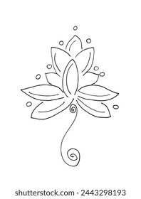 Outline illustration vector image of a  lotus flower.
Hand drawn artwork of a lotus logo.
Simple cute original logo.
Hand drawn vector illustration for posters.