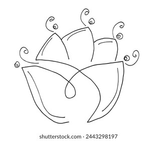 Outline illustration vector image of a  lotus flower.
Hand drawn artwork of a lotus logo.
Simple cute original logo.
Hand drawn vector illustration for posters.